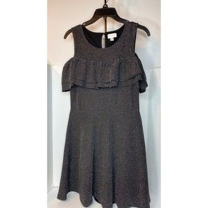 Black Silver Sparkly girls dress Medium Epic  stretchy (PLACE) Size XXL-16